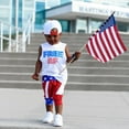 thumbnail image 2 of Zanarzt Baby Boy Fourth Of July Outfit 2Pcs Toddler Boys 4th of July Outfits Summer Letter Round Neck Short Sleeve T Shirts Tops Flag Print Shorts Kids Clothes Set WH1,6-7 Years, 2 of 4