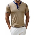 thumbnail image 2 of Camisa de manga corta con botones para hombre: prenda informal de verano, tejido de poliéster, tallas versátiles (S-XXL), lavable a máquina, para uso diario., 2 of 5