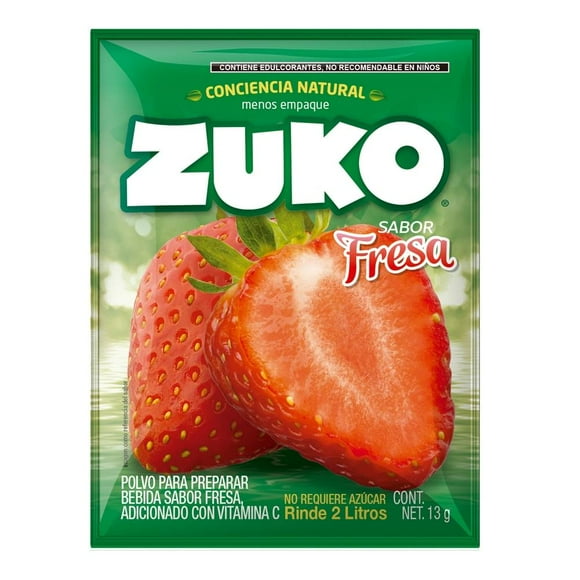 Bebida en polvo Zuko sabor fresa 13 g