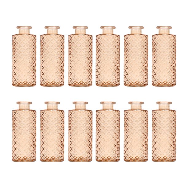 12 jarrones de cristal decorativos para flores, portátiles, para bodas Marrón