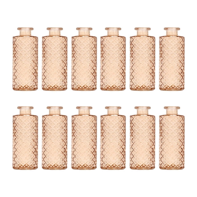 12 jarrones de cristal con forma de capullo, jarrones decorativos para el hogar, contenedores sencillos para plantas. Marrón