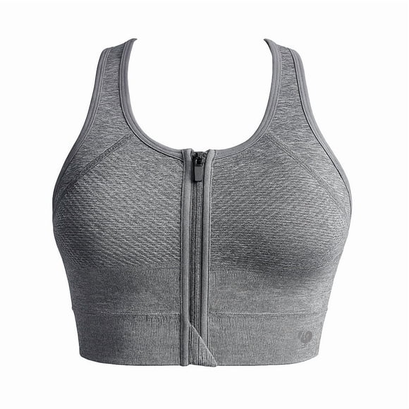 Top Deportivo Marel para Mujer, Cierre Delantero, Gris Jaspe Talla M