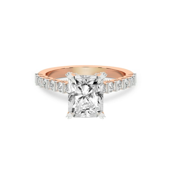 IGI Certified 3 Carat Radiant Shape Lab Grown Diamond Engagement Ring | 14K Rose Gold | Austria Cathedral Diamond Ring | FG-VS1-VS2 Quality Friendly Diamonds