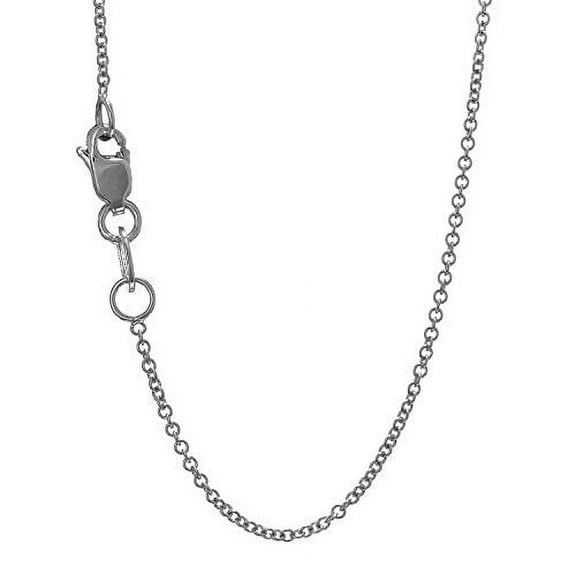 JewelStop 14k Solid White Gold 1.0 mm Round Cable Chain Necklace, Lobster Claw Clasp-18 Inches