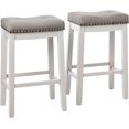 thumbnail image 1 of ZXNYH Cambridge bar stools, 24" Set of 2, White with Gray Cushion, 1 of 6