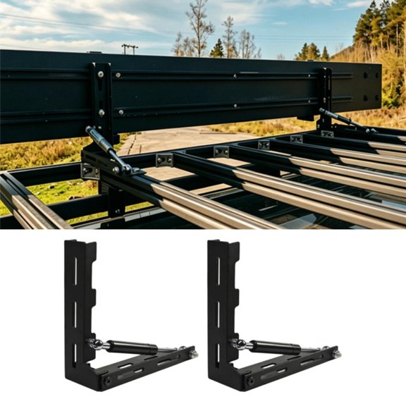2 soportes de montaje para toldo. Instalación estable. Prácticos soportes de montaje en forma de L para portaequipajes de techo de vehículos.