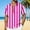Hot Pink(New), variant on Summer Men's Fashion Vertical Stripe Print Casual Loose Collared Short Sleeve Button Front Comfortable Top