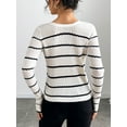 thumbnail image 2 of KNITIC Women's Cozy Striped Cardigan - Relaxed Fit, Long Sleeve, Button-Up Sweater, 2 of 6