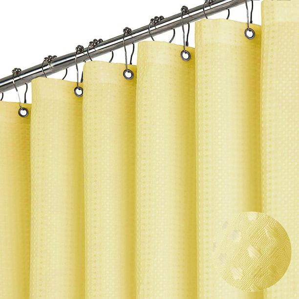 XmhyTop-A Cortina de ducha moderna con textura, poliéster premium, 150 x 180 cm, decorativa y funcional para baños, 1 pieza, color amarillo.