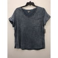 thumbnail image 6 of NWT! Falls Creek Women's Navy Blue Short Sleeve Washed Tee Top Shirt Size 1X, 6 of 11