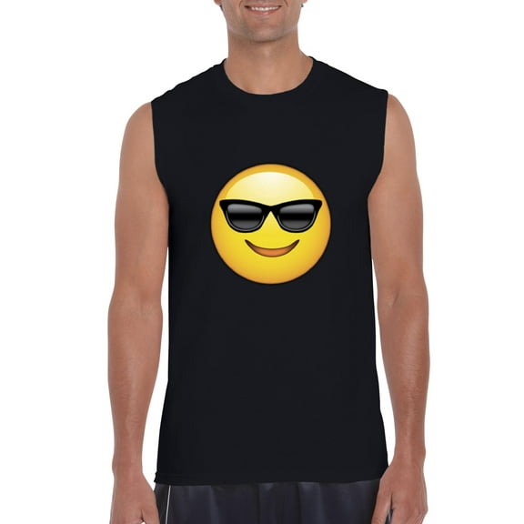 Normal is Boring - Men's Graphic T-Shirt Sleeveless, up to Men Size 3XL - Emoji with Sunglasses