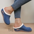 thumbnail image 2 of Slippers for Women Suede Closed Toe Wedge Heel Clogs Antislip Casual Furry Lined Home Indoor Slip on Slides Shoes Blue Size 6, 2 of 8