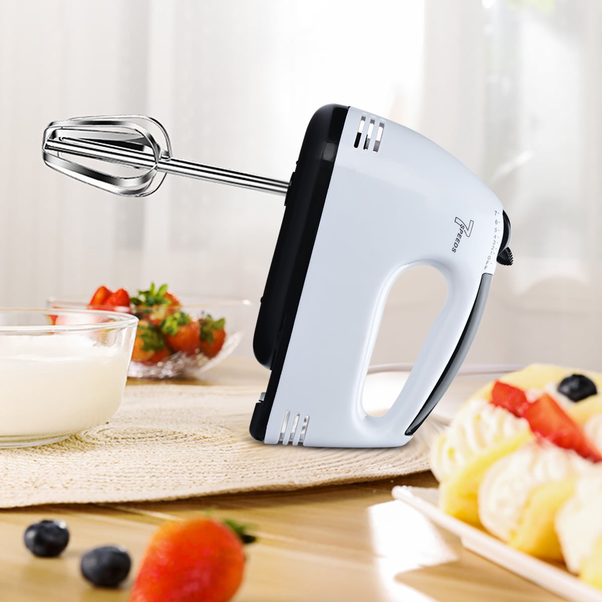 Lychee Hand Mixer Electric 7 Speeds, Portable Kitchen Handheld Blender for  Easy Whipping Dough, Cream, Cakes & Whisking Egg, Green