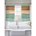 thumbnail image 5 of Farmhouse Teal Blue Brown Sheer Curtains 54 Inch Length 2 Panels Set Window Treatments, Vintage Wooden Striped Rod Pocket Semi Curtains for Living Room/Bedroom/Kitchen Décor, 104"W x 54"L, 5 of 7
