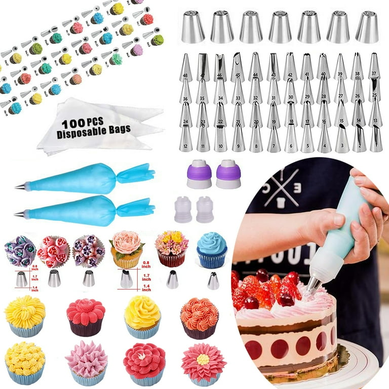 Cake Decorating Supplies 114PCS Baking Set with Cake Pans Set,Cake Rotating  Turntable,Cake Decorating Kits,Cake Baking Supplies for Beginners and Cake  Lovers 