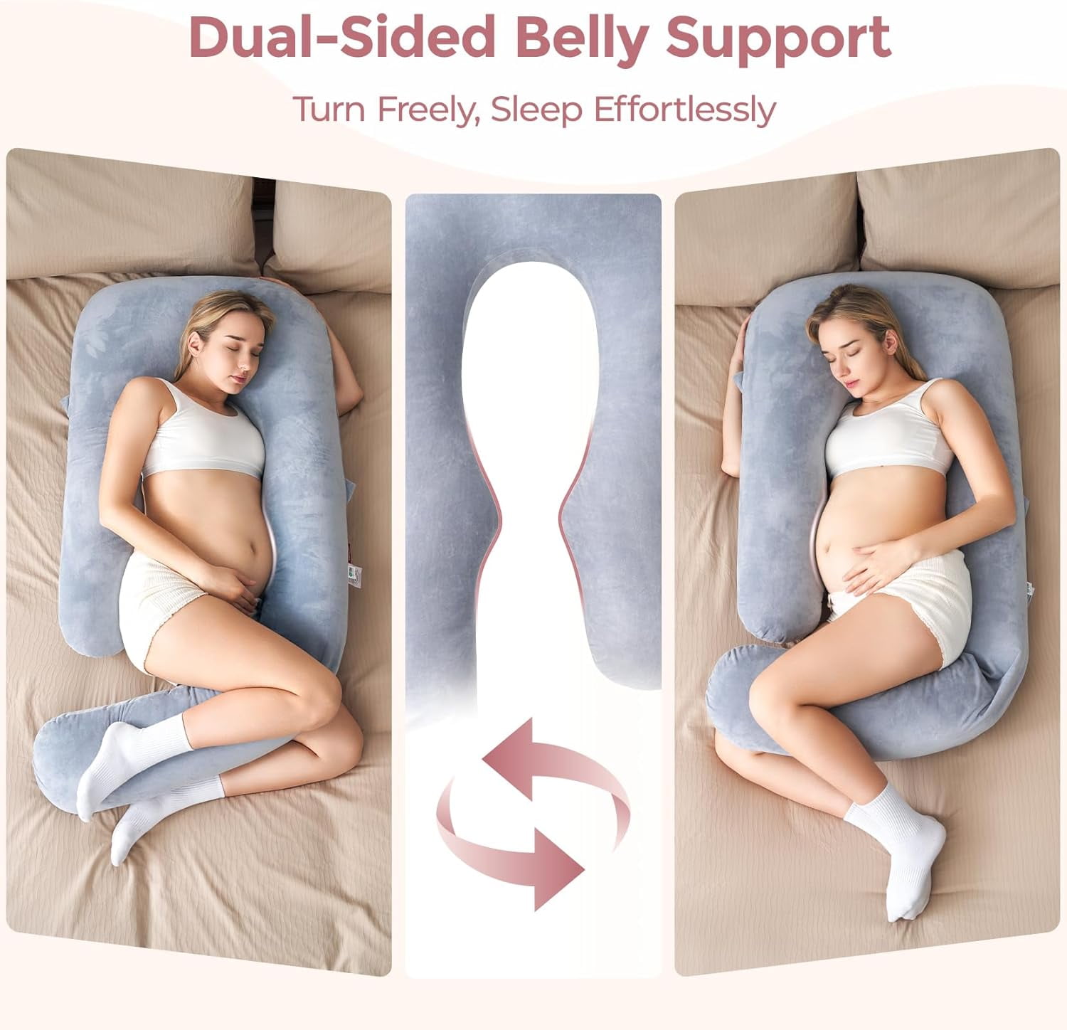 ANHXN Pregnancy Pillow for Sleeping,  Removable Cover - Support for Back, Hip, Belly, Legs for Pregnant Women, Full Body Pillow