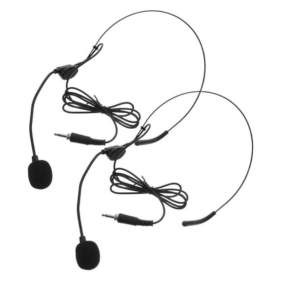 OUNONA 2 Pcs Headband Microphone Headset Office 15.00X100.00X2.00CM Black