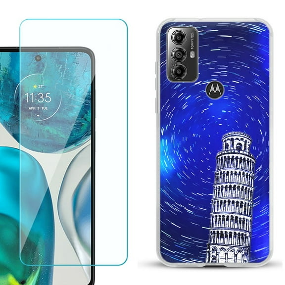 OneToughShield ® for Motorola Moto G Play 2023 Shockproof Fashion Phone Case, with Tempered Glass Screen Protector - Tower of Pisa