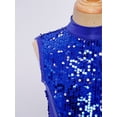 thumbnail image 5 of Haitryli Girls Liturgical Worship Praise Dance Tunic Dresses Lyrical Contemporary Dancewear Shiny Sequins Bodice Dress Blue 6, 5 of 7