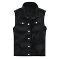 thumbnail image 2 of QJUHUNG Men‘s New  Denim Vest Casual Cowboy Jacket In Shoulder Blouse, 2 of 6
