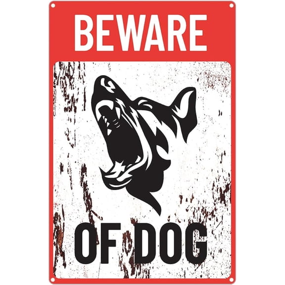 Beware Of Angry German Shepherd Barking Dog Guard Warning Metal Sign Tin Signs Aluminum Sign for Outdoors Use Yard Farm Fence Home Wall Decor 8x12 inch