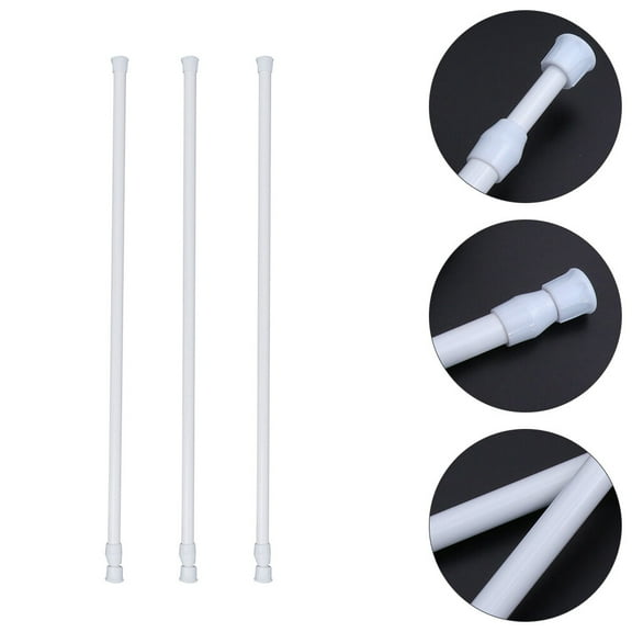 OUNONA 3Pcs Retractable Clothes Rail Carbon Steel White Multipurpose Closet Rod for Bathroom Use