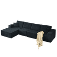 thumbnail image 4 of Spaco 139.3" Modular Sectional Sofa, Boneless Couch, Cloud Couch with Ottoman & 2 Pillows, Perfect for Living Room and Bedroom, Black, 4 of 12