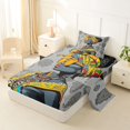 thumbnail image 2 of Castle Fairy Modern Sunglasses African Woman Twin Sheets 3pcs,Tribal Mask Icon Bedding,Gray Yellow Blue,1 Fitted Sheet, 1 Flat Sheet and 1 Pillowcase, 2 of 6