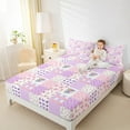 thumbnail image 4 of Feelyou Princess Flower Kids Bed Sheets, Romantic Butterfly King Sheets, Fashion Purple Check Plaid Sheet Set, Ultra Soft Bedroom Decor, 4-Piece, 4 of 7