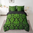 thumbnail image 2 of Manfei Green Damask Flower Bedding Comforter Set 7 Pieces, Tribal Hippie Mandala Full Bedding Set, Teen Adult Female Man Reversible Fitted Sheet Flat Sheet, Super Cozy Room Decor, 2 of 7
