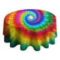 thumbnail image 4 of Colorful Rainbow Tie Dye Spiral Pattern Round Tablecloth 60"x60",Wrinkle Wipeable Table Cloth for Kitchen Dining Room Picnic Patio Party, 4 of 6