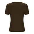 thumbnail image 4 of Royisotas Womens Summer Tops Coffee Casual Short Sleeve Crew Neck Solid Color Womens Shirts, 4 of 5