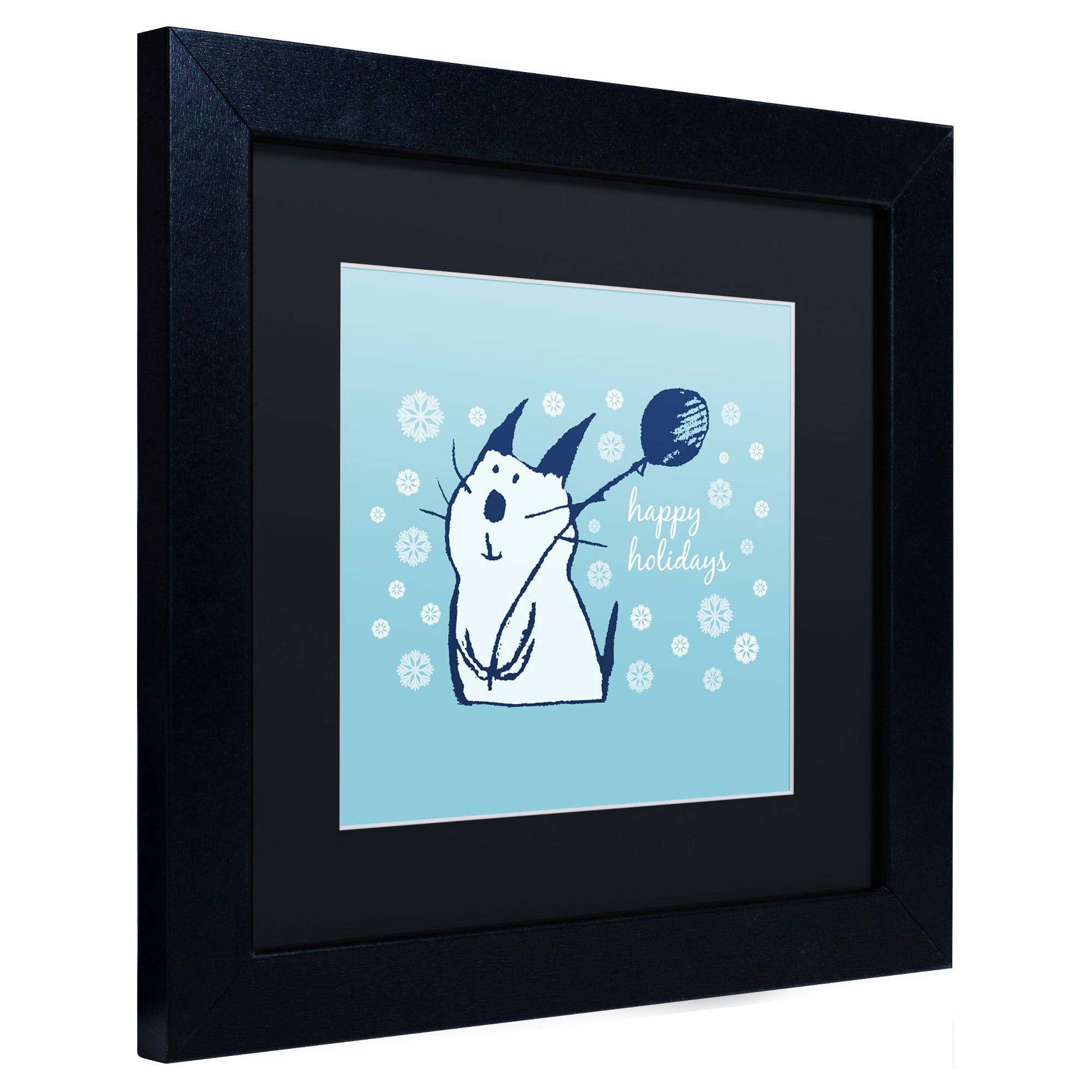 Trademark Fine Art "Christmas Party Cat" Canvas Art by Carla Martell, Black Matte, Black Frame