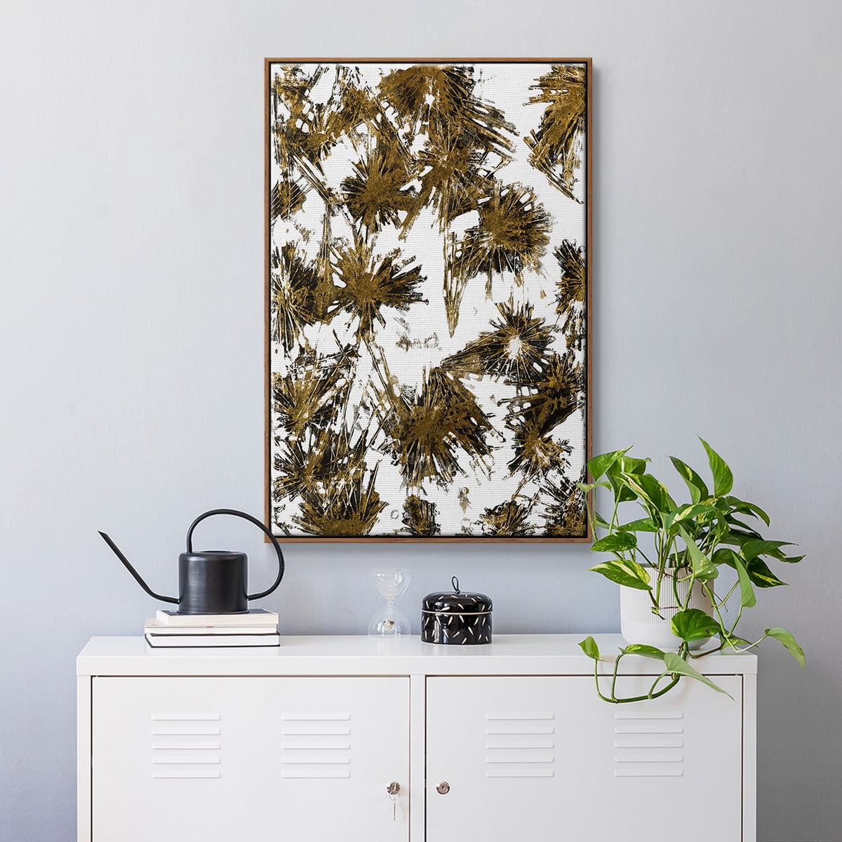 Fireworks Framed Premium Gallery Wrapped Canvas - Ready to Hang - 25 x 37 - Walnut Floating Frame