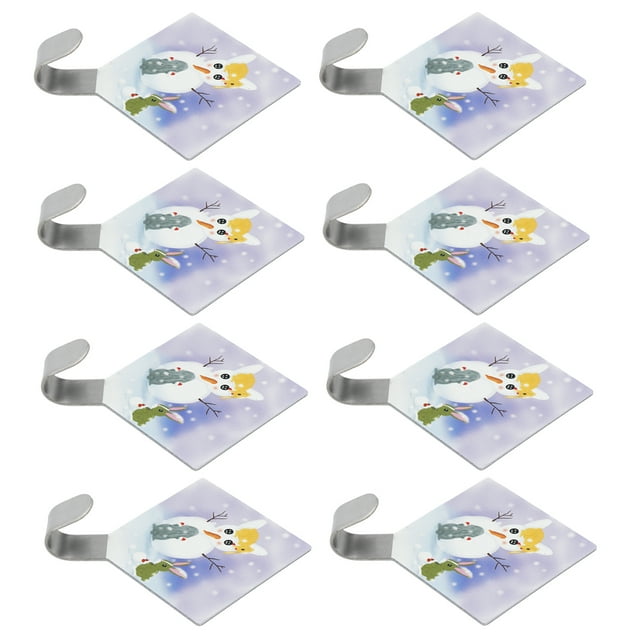 Dekaim Sticking Hook 8Pcs Snowman Shape Punch?free Hook Rack Strong Load?Bearing Stainless Steel Sticking Hook Hanger