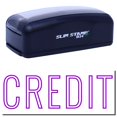 thumbnail image 1 of Large Pre-Inked Credit Outline Stamp, Slim 1854, Ultra Slim Design, Impression Size 1-13/16" by 2-1/2", Up to 25,000 Impressions - Purple Ink, 1 of 10