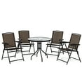 thumbnail image 3 of Costway Ensemble Bistro d'Extérieur 5 Pcs Table en Verre Mobilier de Patio avec 4 Chaises Ajustables, 3 of 10