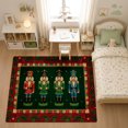 thumbnail image 3 of Gelasgo Christmas Nutcracker Soft Velvet Area Rug, Holiday Plaid Border Floor Mat Non-Slip Washable Rectangle Rug for Living Room Bedroom Decor, 3 of 5