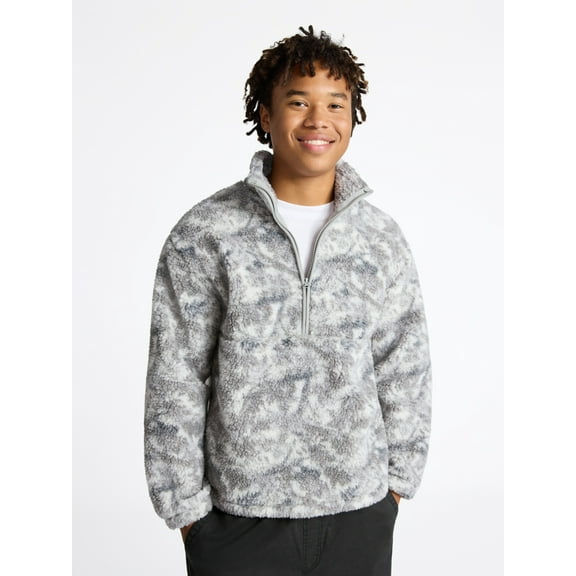 No Boundaries High Pile Fleece Pullover with Long Sleeves, Men's