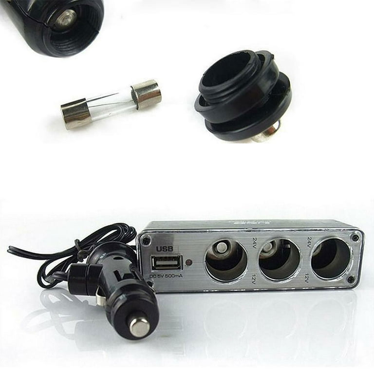 cigarette lighter power strip 12V Car Cigarette Lighter Power Strip 3-Way Splitter USB Charger Ada V8J3