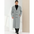 thumbnail image 4 of Unique Bargains Men's Winter Pea Coat Notch Lapel Double Breasted Solid Color Overcoat Gray S, 4 of 6