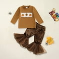 thumbnail image 2 of Jkety Halloween Baby Clothes Halloween Baby Girl Clothes Spooky Ghost Sweatshirt Long Sleeve Shirt Top Pants Fall Toddler Halloween Outfit Girl(Brown,6-12 Months), 2 of 6