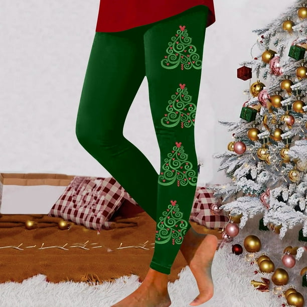 WILLBEST Leggings con Estampado de Árbol de Navidad para Mujer, Pantalones de Yoga Festivos, Ajustados, Ropa Deportiva, Mallas Cómodas para Entrenar Chica