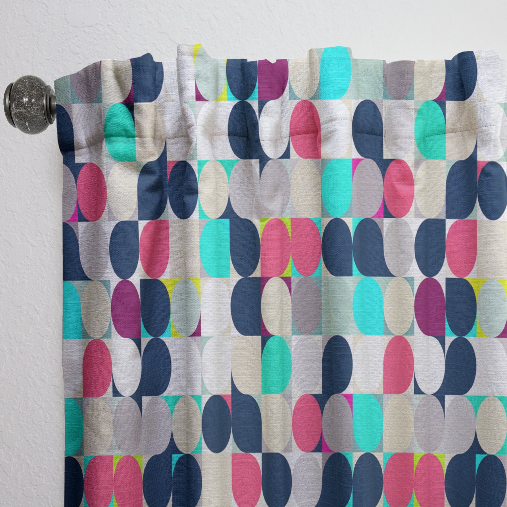 Designart 'Colorful Circular Dance XI' Mid-Century Modern Curtain Panel