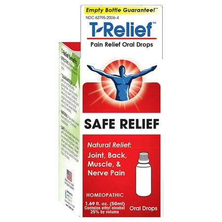 T-Relief Pain Relief Oral Drops Homeopathic Formula with Arnica for Minor Joint Pain, Back Pain, Muscle Pain and Nerve Pain - 1.69 Ounce, T-Relief Pain.., By