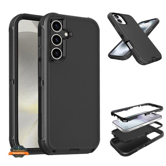 Xpression Cover for Samsung Galaxy S25 S25 Plus /S24 Delux Armor Case Shockproof Rugged 3-Layer Protection Hybrid Heavy Duty with Enhanced Durability Phone Case - Black