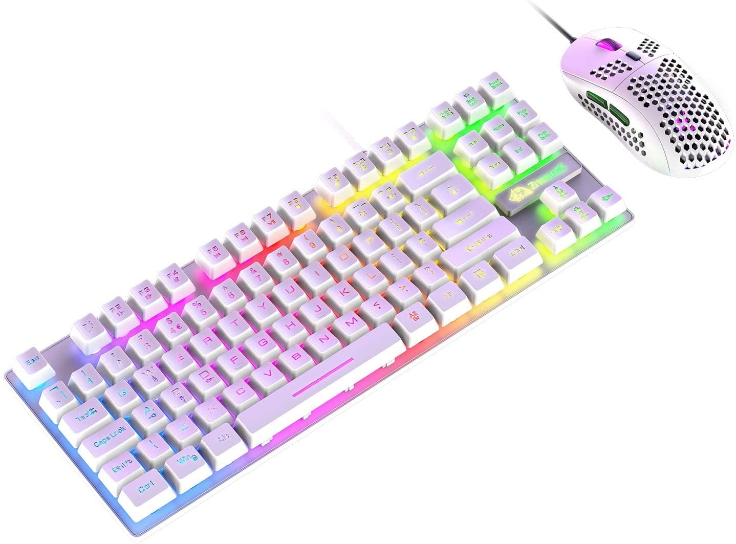  Raxinbang Keyboard Gaming Keyboard,USB Keyboard Set Gaming  Mouse Computer Backlight Headset Waterproof Gaming Headset for LOL (Color :  Pink) : Video Games