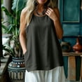 thumbnail image 6 of Long Tank Tops for Women Loose Fit Comfy Linen Sleeveless Crewneck Tanks Solid Casual Summer Clothes (S, Dark Gray), 6 of 7