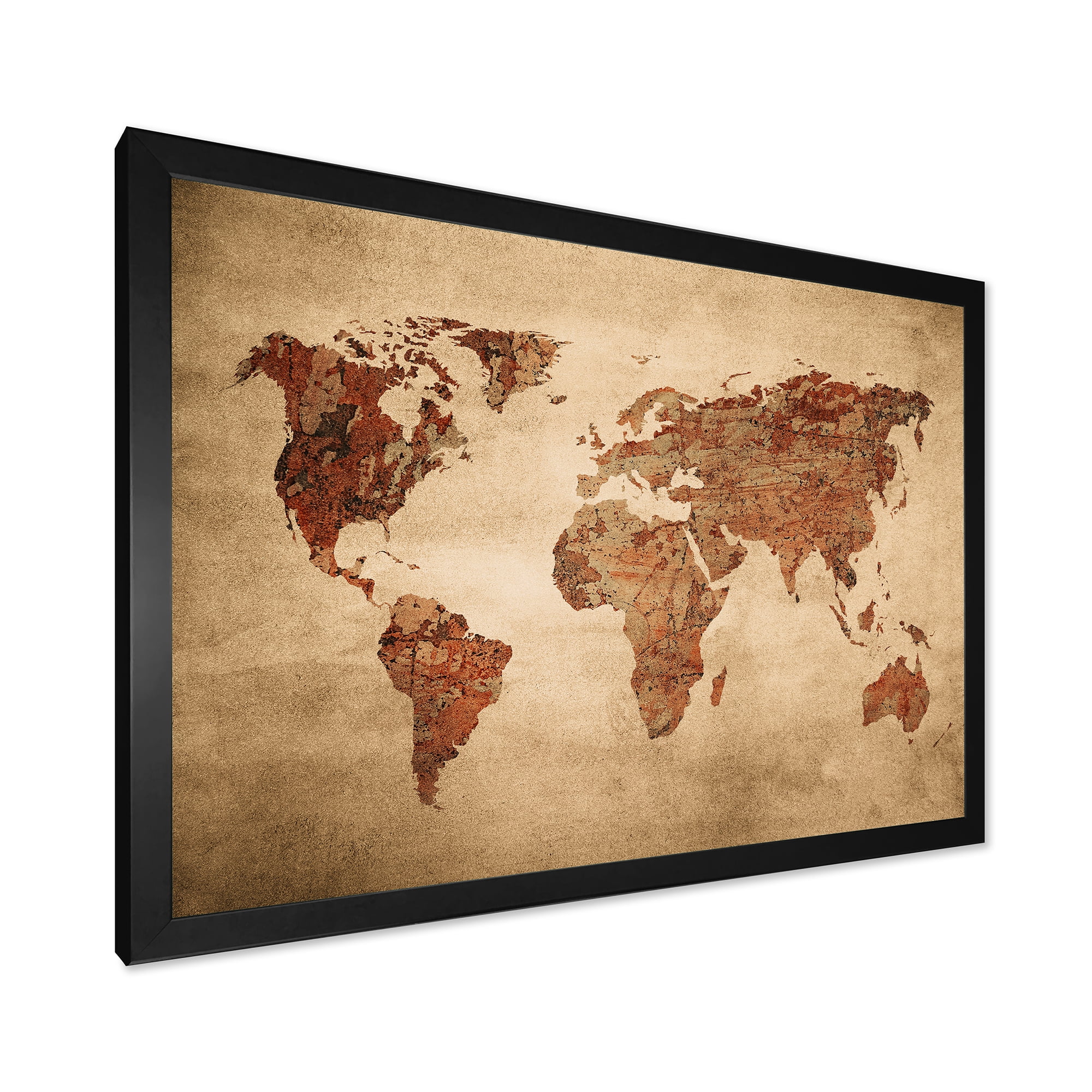 Designart 'Ancient World Map VII' Vintage Framed Art Print
