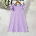 thumbnail image 4 of CYRBOKO Girls Summer Dresses, Birthday Casual Flutter Sleeve A-line Midi Dresses Purple Size 6-7T, 4 of 9